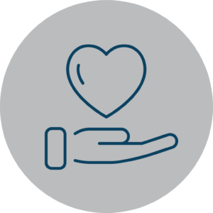 Hand with a heart icon